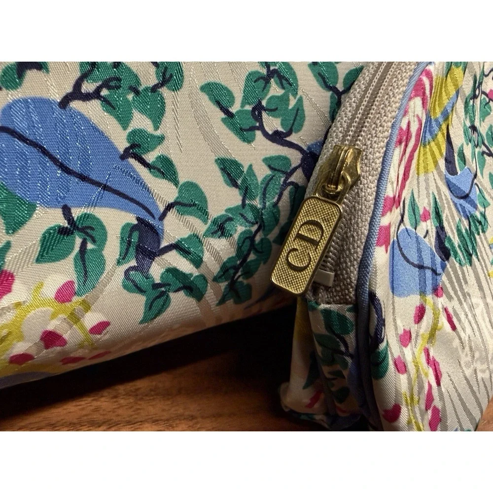 Vintage Christian Dior 2pc Cosmetic Bag Set Floral